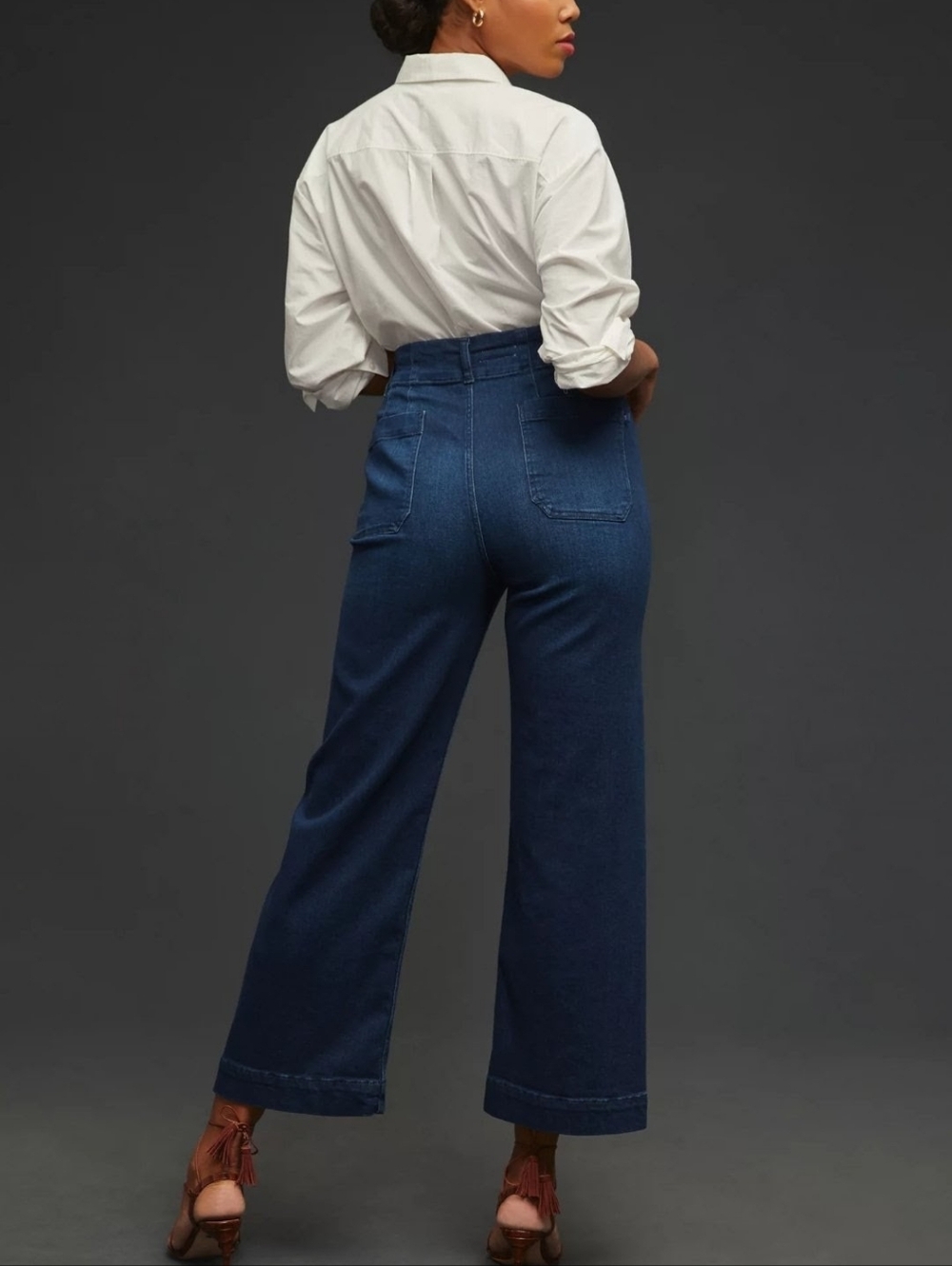 Anthropologie PILCRO Skipper Wide Leg Dark Wash Denim Size 27 - Picture 2 of 8